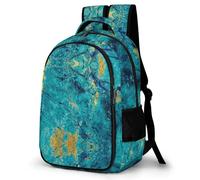 Lyfthologen Daypack, Teal Marble Backpack, Rucksack with Pockets for Hiking Camping Travel