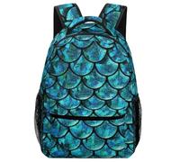 Lyfthologen Durable Oxford Cloth Casual Daypack, Aquamarine Scales Backpack, College Bag for Boys, Girls, Travel, Sports