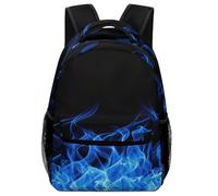 Lyfthologen Durable Oxford Cloth Casual Daypack, Blue Burning Flame Backpack, College Bag for Boys, Girls, Travel, Sports
