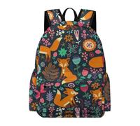 Lyfthologen Rucksack, Cute Fox Floral Backpack, Casual Daypack for Outdoors,Sport,Travel