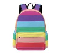 Lyfthologen Rucksack, Rainbow Colored Horizontal Striped Lines Backpack, Casual Daypack for Outdoors,Sport,Travel