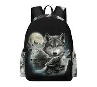 Lyfthologen Rucksack, Three Wolf And Moon Backpack, Casual Daypack for Outdoors,Sport,Travel