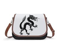 Lyfthologen Shoulder Bag,Black Dragon Crossbody Bag, Leather Handbag for Ladies Travel Work Daily Use