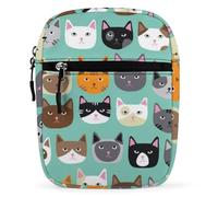 Lyfthologen Shoulder Bag, Cute Cat Faces Crossbody Bag, Multi Purpose Small Satchel for Work Business Travel