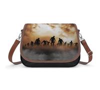 Lyfthologen Shoulder Bag,Zombies Dead Men Walking Body at Night Crossbody Bag, Leather Handbag for Ladies Travel Work Daily Use