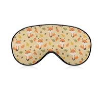 Lyfthologen Smooth Fabric Eye Mask, Autumn Cute Fox Sleep Mask, Sleeping Eye Mask with Adjustable Headband for Men, Women