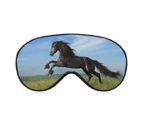 Lyfthologen Smooth Fabric Eye Mask, Black Horse Sleep Mask, Sleeping Eye Mask with Adjustable Headband for Men, Women