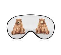 Lyfthologen Smooth Fabric Eye Mask, Brown Bear Sleep Mask, Sleeping Eye Mask with Adjustable Headband for Men, Women