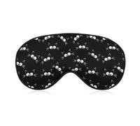 Lyfthologen Smooth Fabric Eye Mask, Cute Black Cat Pattern Sleep Mask, Sleeping Eye Mask with Adjustable Headband for Men, Women