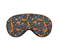 Lyfthologen Smooth Fabric Eye Mask, Cute Fox Floral Sleep Mask, Sleeping Eye Mask with Adjustable Headband for Men, Women