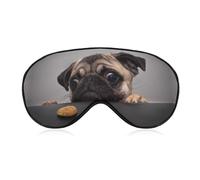 Lyfthologen Smooth Fabric Eye Mask, Cute Pug Dog Sleep Mask, Sleeping Eye Mask with Adjustable Headband for Men, Women
