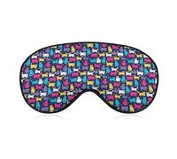 Lyfthologen Smooth Fabric Eye Mask, Funky Cats Sleep Mask, Sleeping Eye Mask with Adjustable Headband for Men, Women