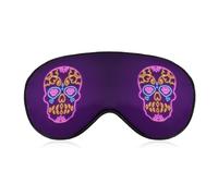 Lyfthologen Smooth Fabric Eye Mask, Purple Neon Skull Sleep Mask, Sleeping Eye Mask with Adjustable Headband for Men, Women