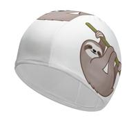 Lyfthologen Swimming Hat, 111Cute Sloth Swimming Cap, Bathing Caps for Long Short Hair
