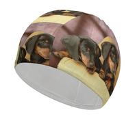 Lyfthologen Swimming Hat, Cute Dachshund Swimming Cap, Bathing Caps for Long Short Hair