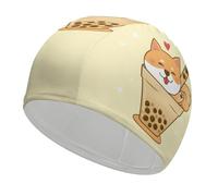 Lyfthologen Swimming Hat, Cute Shiba Inu Swimming Cap, Bathing Caps for Long Short Hair