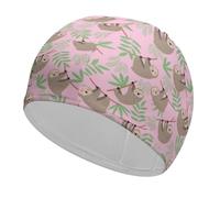 Lyfthologen Swimming Hat, Cute Sloth Swimming Cap, Bathing Caps for Long Short Hair