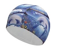 Lyfthologen Swimming Hat, Dolphin Train Swimming Cap, Bathing Caps for Long Short Hair