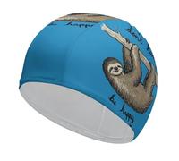 Lyfthologen Swimming Hat, Lazy Sloth Swimming Cap, Bathing Caps for Long Short Hair