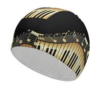 Lyfthologen Swimming Hat, Music Notes Swimming Cap, Bathing Caps for Long Short Hair