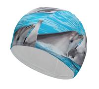 Lyfthologen Swimming Hat, Playful Dolphins Swimming Cap, Bathing Caps for Long Short Hair