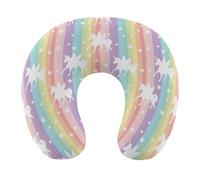 Lyfthologen Travel Pillow, Unicorn Pattern Rainbow Neck Pillow for Traveling, Memory Foam Portable Support Pillow Sleeping Rest Cushion