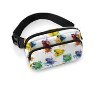 Lyfthologen Waist Bag, 3D Watercolor Parrot Bumbag, Adjustable Fanny Pack for Running Walking Hiking
