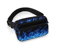 Lyfthologen Waist Bag, Blue Burning Flame Bumbag, Adjustable Fanny Pack for Running Walking Hiking