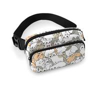 Lyfthologen Waist Bag, Cat Pattern Bumbag, Adjustable Fanny Pack for Running Walking Hiking