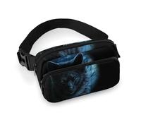 Lyfthologen Waist Bag, Green Eyed Wolf Bumbag, Adjustable Fanny Pack for Running Walking Hiking