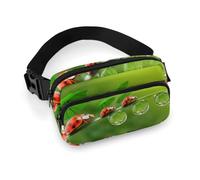 Lyfthologen Waist Bag, Ladybug Ladybird Green Landscape Bumbag, Adjustable Fanny Pack for Running Walking Hiking