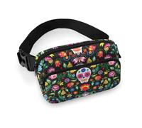 Lyfthologen Waist Bag, Mexican Sugar Skulls Bumbag, Adjustable Fanny Pack for Running Walking Hiking