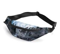 Lyfthologen Waist Bag, Moon Wolf Bumbag, Adjustable Fanny Pack for Running Walking Hiking
