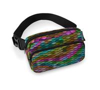Lyfthologen Waist Bag, Rainbow Fish Scales Bumbag, Adjustable Fanny Pack for Running Walking Hiking