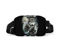 Lyfthologen Waist Bag, Three Wolf and Moon Bumbag, Adjustable Fanny Pack for Running Walking Hiking