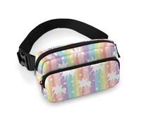 Lyfthologen Waist Bag, Unicorn Pattern Rainbow Bumbag, Adjustable Fanny Pack for Running Walking Hiking