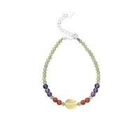 LYGBAOFUL Natural Gemstone Bracelet, Crystal Multi-Gem Red Agate Yellow Quartz Amethyst Lucky Charm Bracelet Amulet Vacation Jewelry Attract Money Prosperity Luck