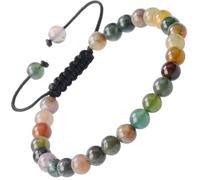 LYGBAOFUL Natural Healing Power Gemstone Crystal Beads Unisex Adjustable Macrame Bracelets