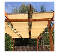 LYGBAOFUL Outdoor Patio Pergola Roof Canopy Kit with Slide Wire Wave Sun Shade Sail and Retractable Awning Cover for Gazebo Deck Breathable and Replacement Awnings (Beige 1.2mx7m)