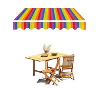 LYGBAOFUL Retractable Awning Replacement Fabric, Waterproof Polyester Canopy for Deck, Balcony, Patio, Outdoor UV Protection, Rainbow Colors, 5 x 3.5 m