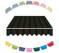 LYGBAOFUL Retractable Awning Replacement Fabric, Waterproof Polyester Canopy Material for Deck, Balcony, Patio, Business - Green Striped, 5x2m Sunshade Cover