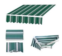 LYGBAOFUL Retractable Patio Awning Replacement Cover, 300g/m² Water-Resistant Polyester, UV Protection, Sunshade, Green Striped Fabric (Size: 2.5 x 2m)