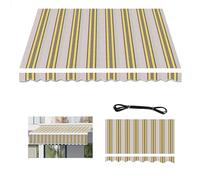 LYGBAOFUL Retractable Patio Awning Replacement Fabric, Waterproof 280g Polyester Canopy Cover with Valance, Outdoor Sunshade for Garden, Size: 4x3.5m, Color: Striped