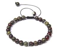 LYGBAOFUL YUUKI Chakra Bracelet,Braided Bracelets Natural Dragon Blood Stone Beads Bangles Adjustable Crystal Bracelet Fashion Crystal Jewelry for Men Women,8Mm