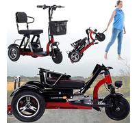 LYGBDSS Mobility Scooters Foldable,Electric Mobility Scooter Lightweight 3-Wheel Travel Scooter Ideal for Adults Elderly Disabled People and Those with Mobility Difficulties,Red,10AH