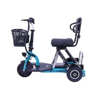 LYGBDSS Portable Folding Mobility Scooter for Adults Portable Travel Mobility Aid with Charger & Basket | Lightweight Foldable Design,Blue,10AH