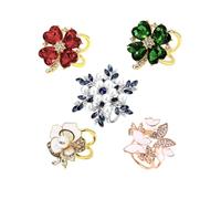 LYGGIE 5 PCS Scarf Clip, Three Rings Scarf Ring, X Shape Silk Scarf Clip Ring,Flower Camellia Four Leaf Clover Butterfly Scarf Buckle,Crystal Rhinestone Scarves Clip Buckle Holder for Women