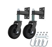 Lygoeege Fence Gate Wheel 15CM*2 for Metal Tube Gate 225KG Capacity 360 Degree Rotating Spring Shock Absorbing Heavy Duty Casters with Screws and Wrenches…