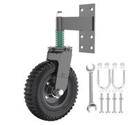 Lygoeege Fence Wheel 8Inch for Metal Pipe Gates, 600Pound Load Capacity, 360-Degree Rotation, Spring Shock Absorption, Heavy-Duty Gate Caster with Screws & Wrench (Black)