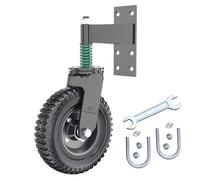 Lygoeege Fence Wheel 8Inch for Metal Pipe Gates, 600Pound Load Capacity, 360-Degree Rotation, Spring Shock Absorption, Heavy-Duty Gate Caster with Screws & Wrench (Black)